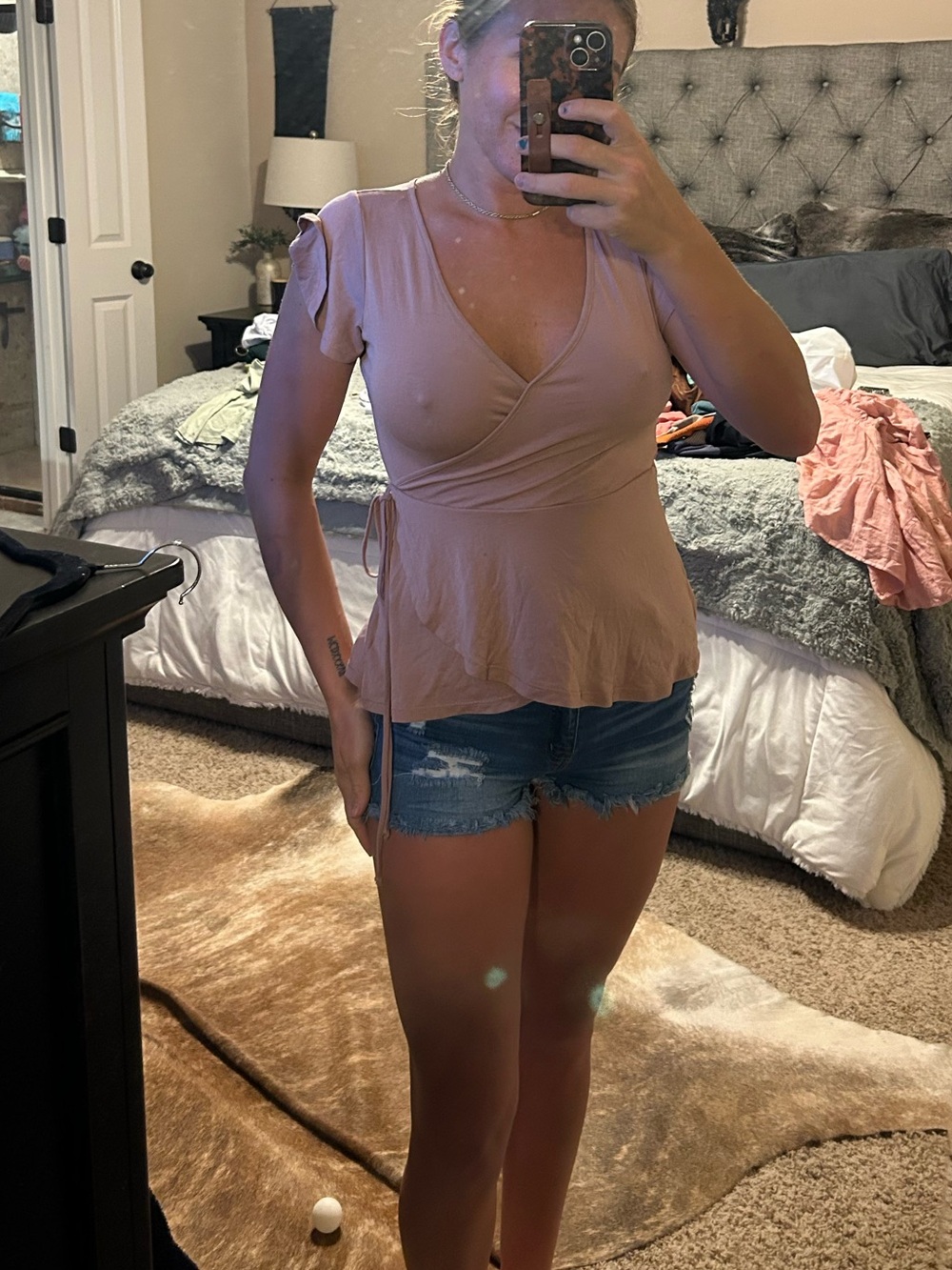 Sienna Sky Mauve Wrap Peplum Top
